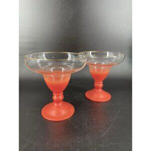 Blendo Margarita Glasses Orange Gold Frost Footed Shrimp Cocktail Dessert Set 2